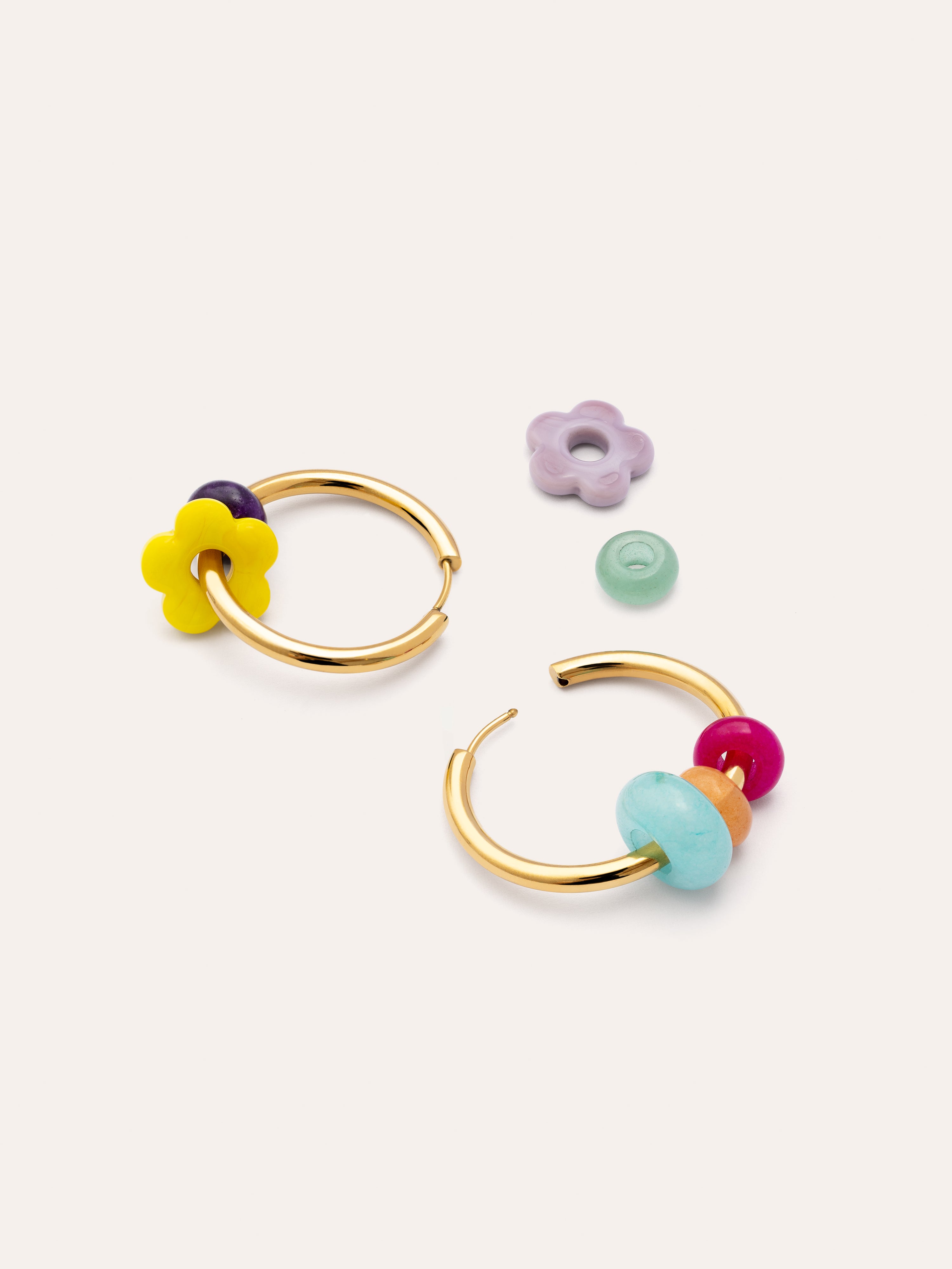 Carmen True Flower Colors Hoop Earrings 