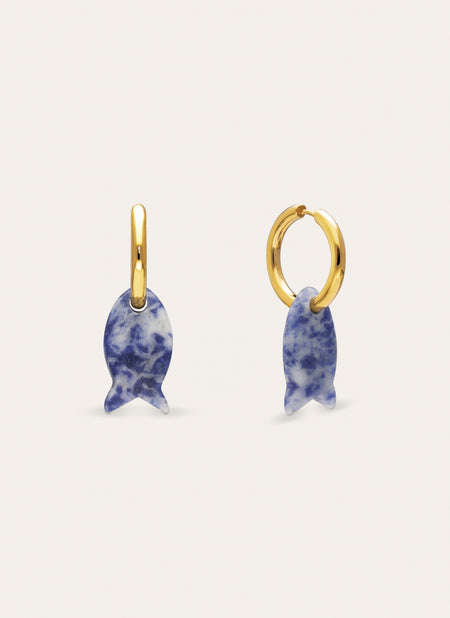 Pendientes Aro Carmen True Pez Acero Baño Oro