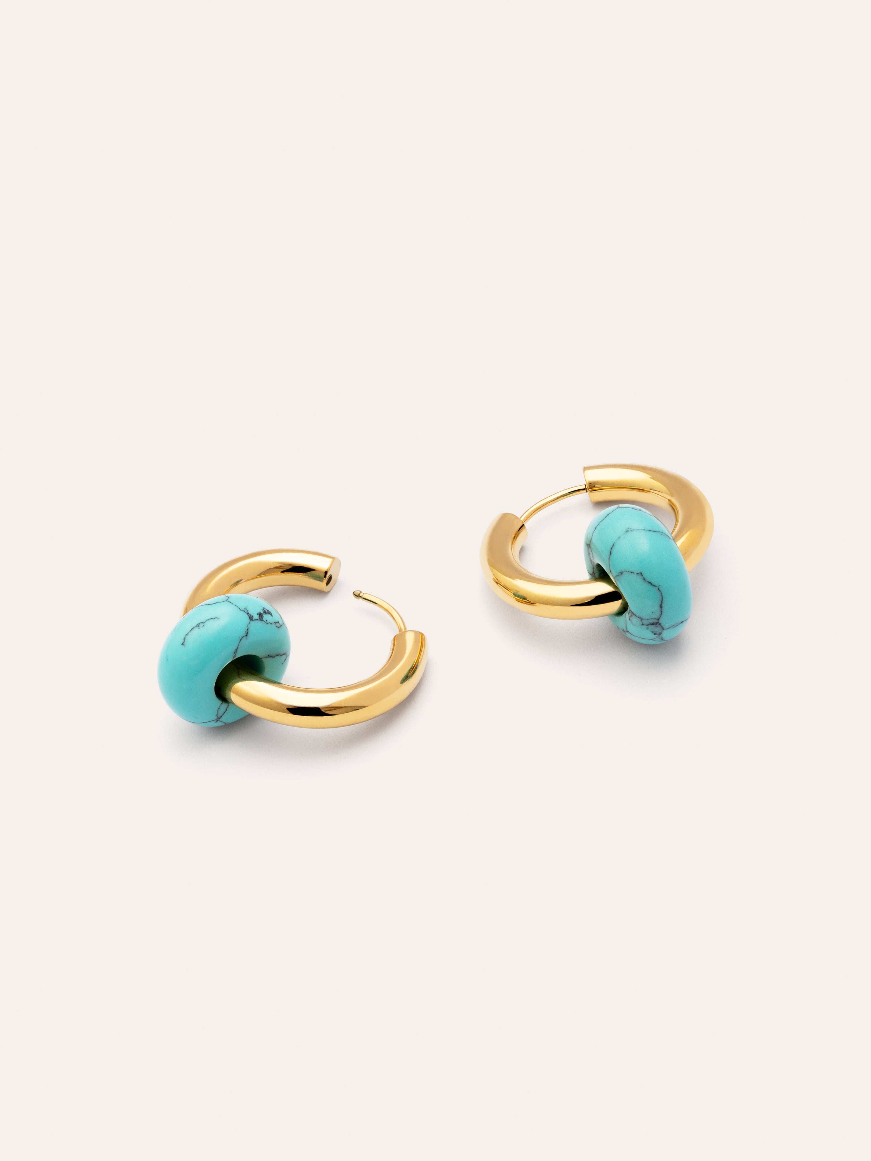 Carmen True Turquoise Stainless Steel Hoop Earrings