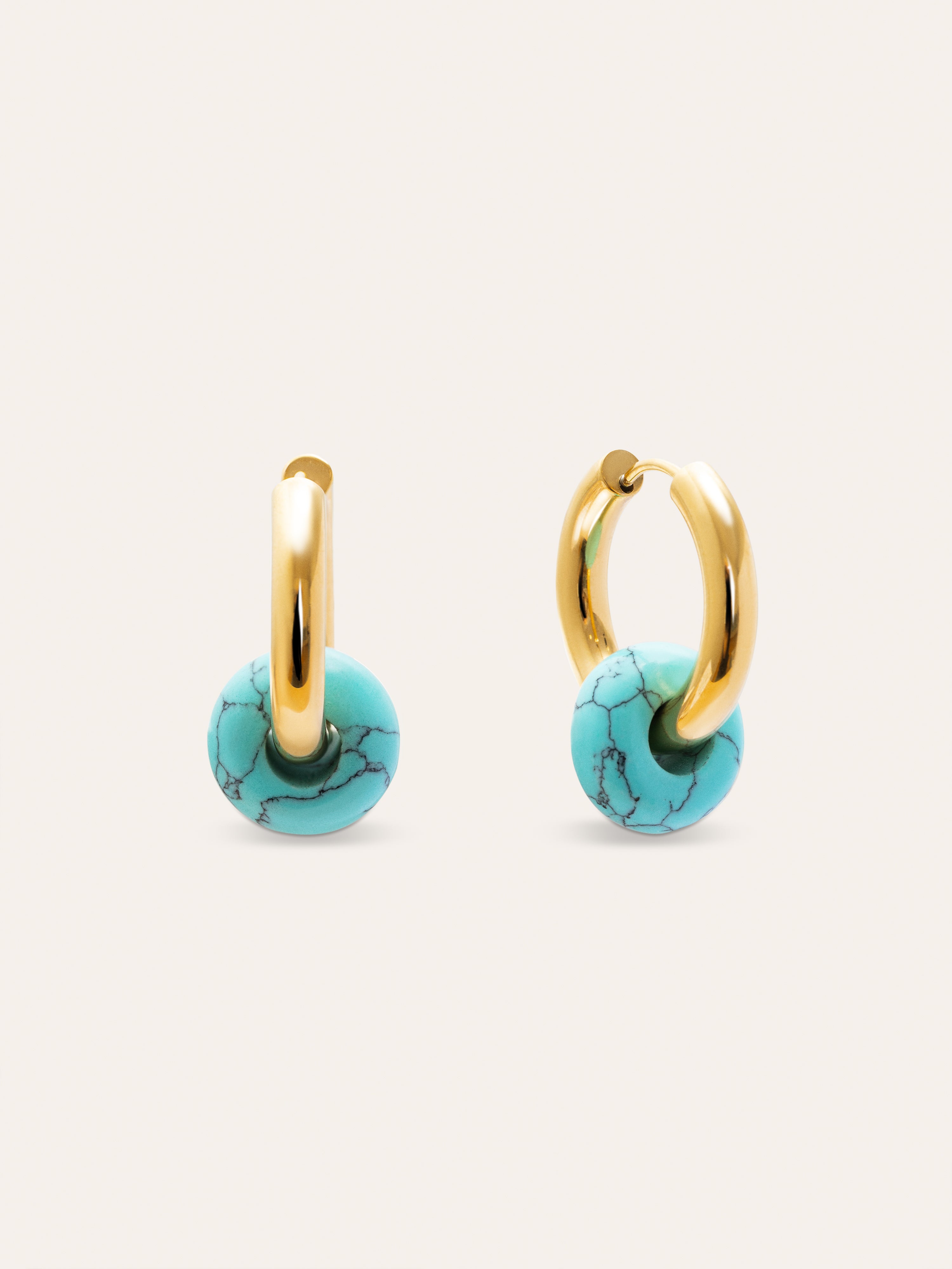 Carmen True Turquoise Stainless Steel Hoop Earrings