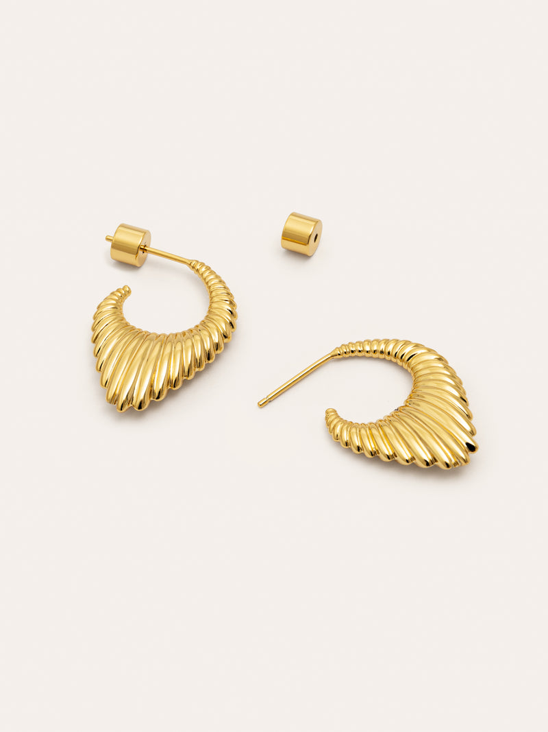 Flat Cordelia Hoop Gold Earrings