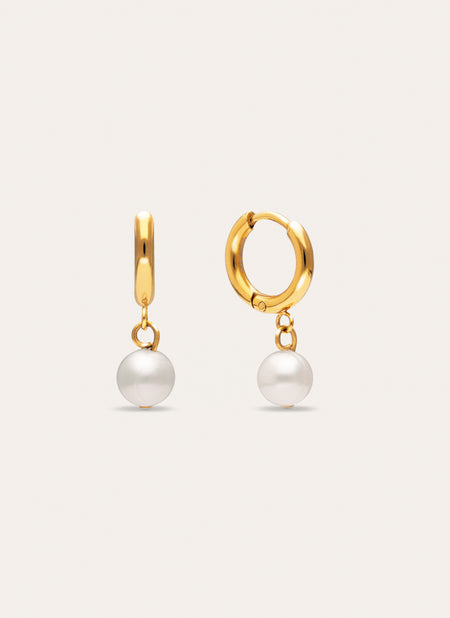 Pendientes Aro Pearl Acero Baño Oro