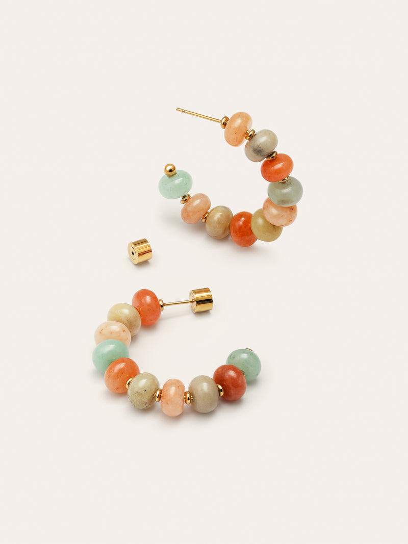 Ambar Stones Stainess Steel Gold Earrings 