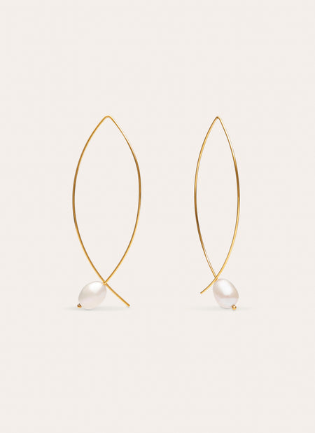 Orecchini Arch Bean Pearl Acciaio Placcato Oro
