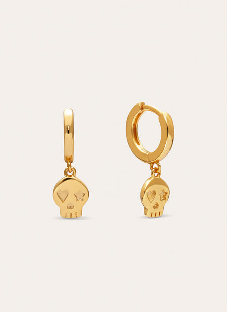Boucles D’oreilles Créoles Squelette Plaqué Or