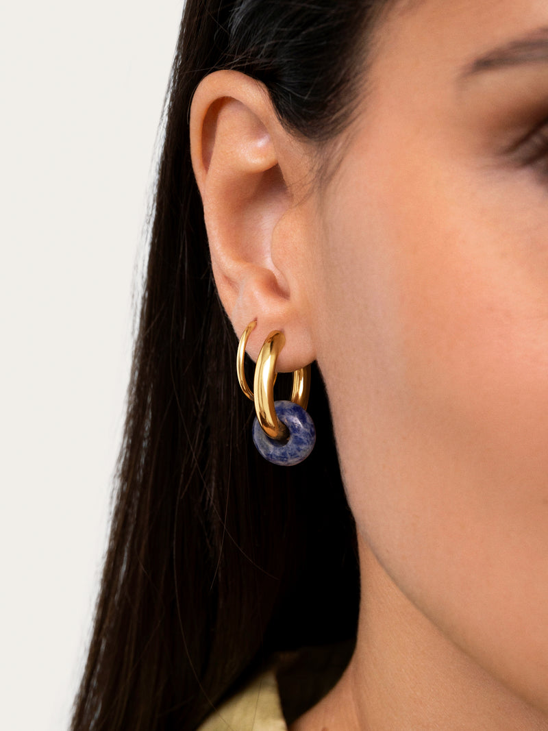 Carmen True Marine Gold Hoop Earrings
