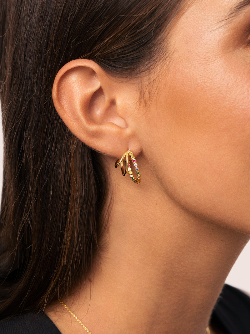 Orbit Stainless Steel Gold Hoop Earrings