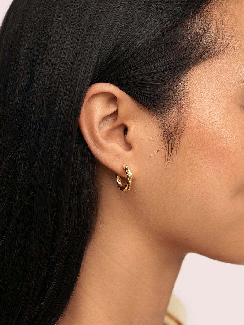 Organic River Stainless Steel Gold Earrings