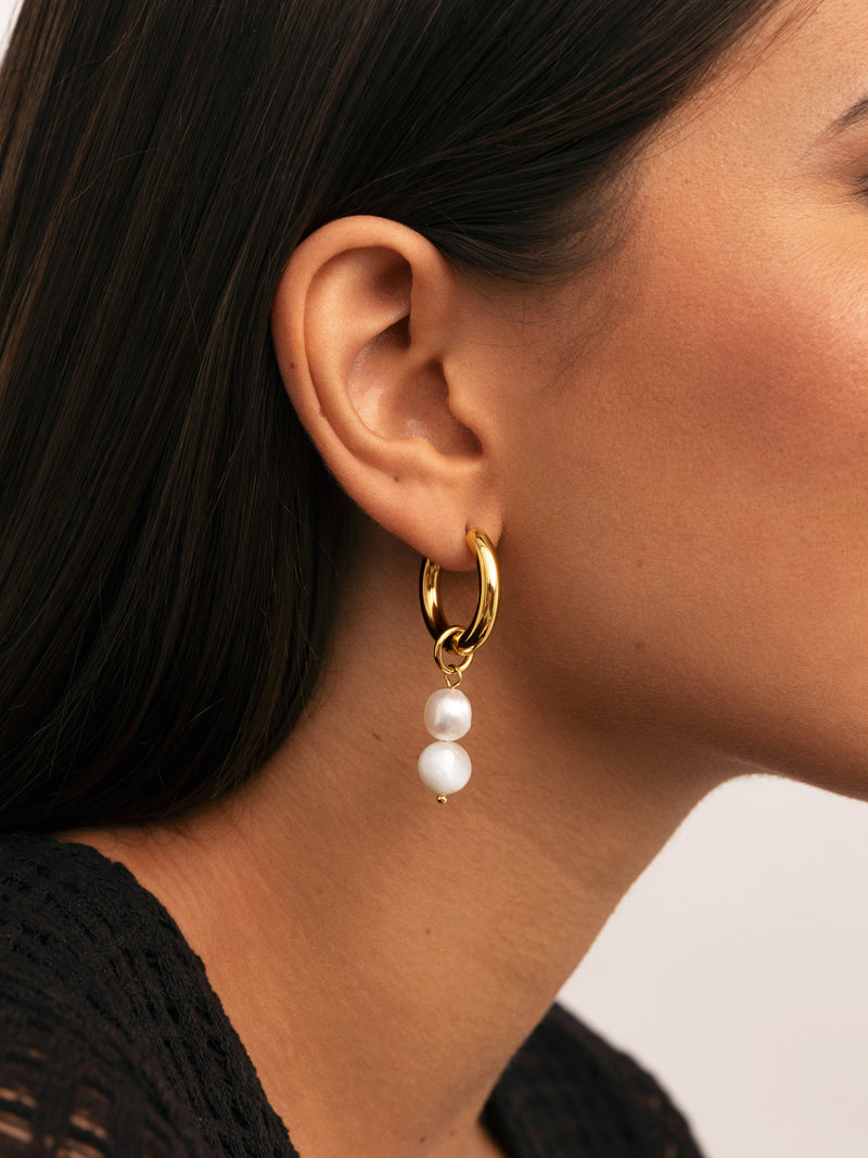 Little Pearl Stainless Steel Hoop Earrings