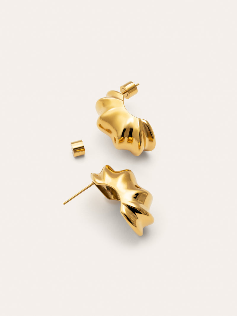 Puff Stainless Steel Gold Hoop Earrings