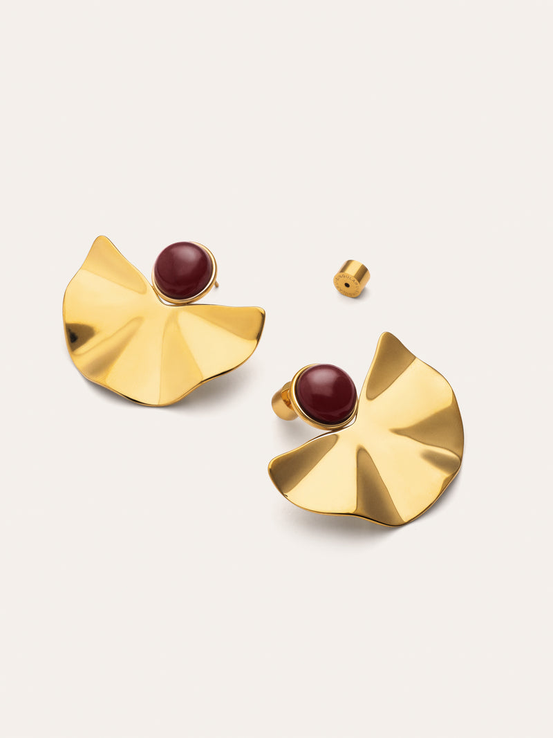 Amara Stone Stainless Steel Gold Earrings