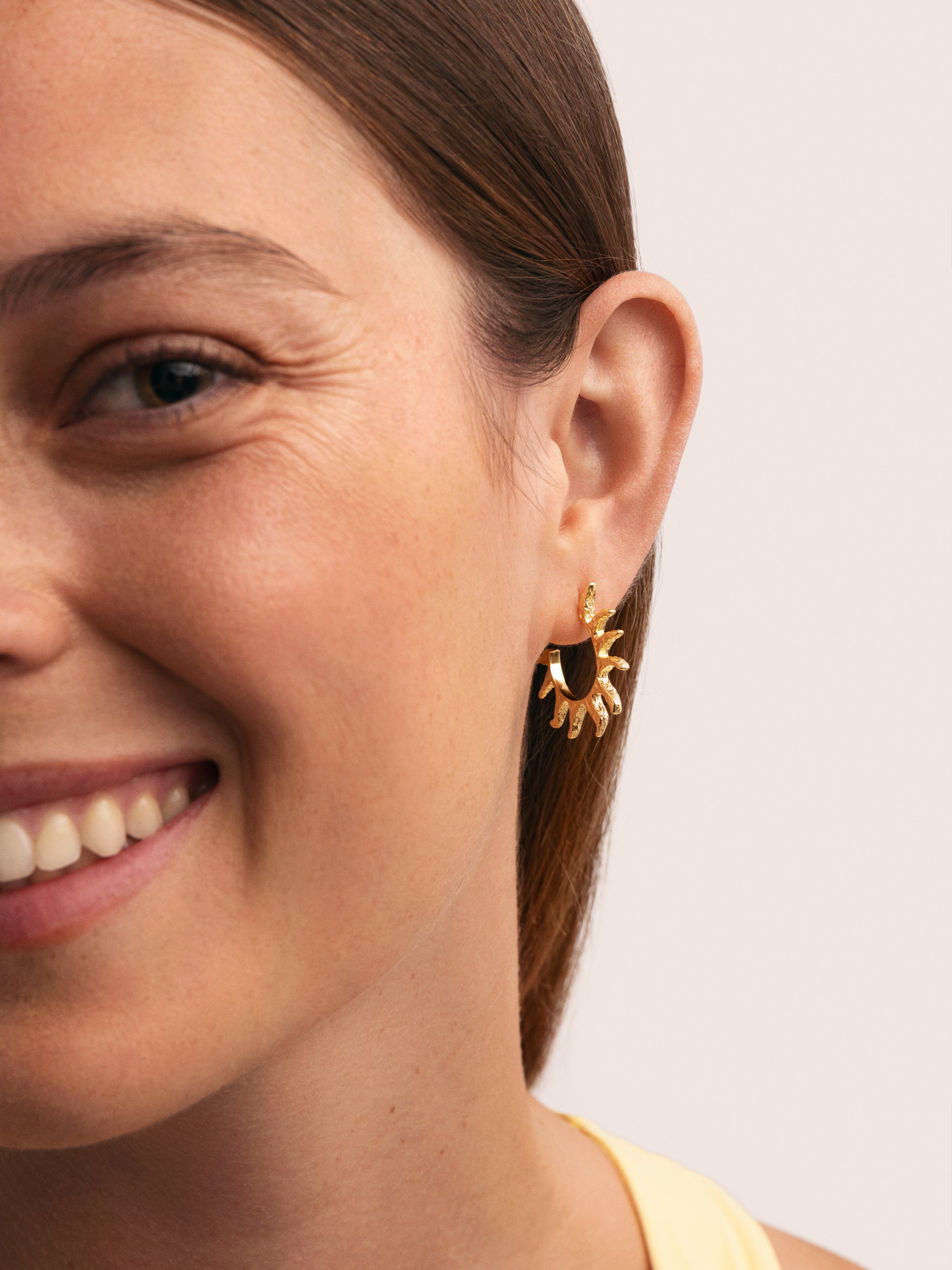 Sun Stainless Steel Gold Hoop Earrings