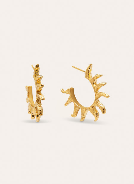 Sun Stainless Steel Gold Hoop Earrings