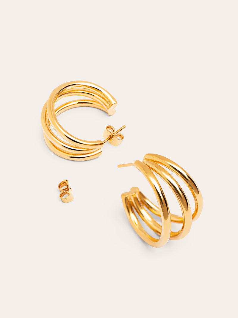 Triple Gold Hoop Earrings