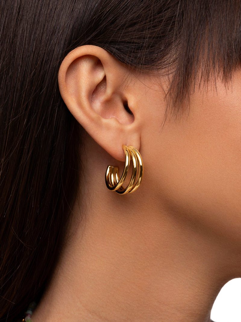 Triple Gold Hoop Earrings