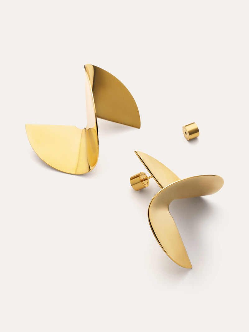 Big Swirl Stainless Steel Gold Earrings 