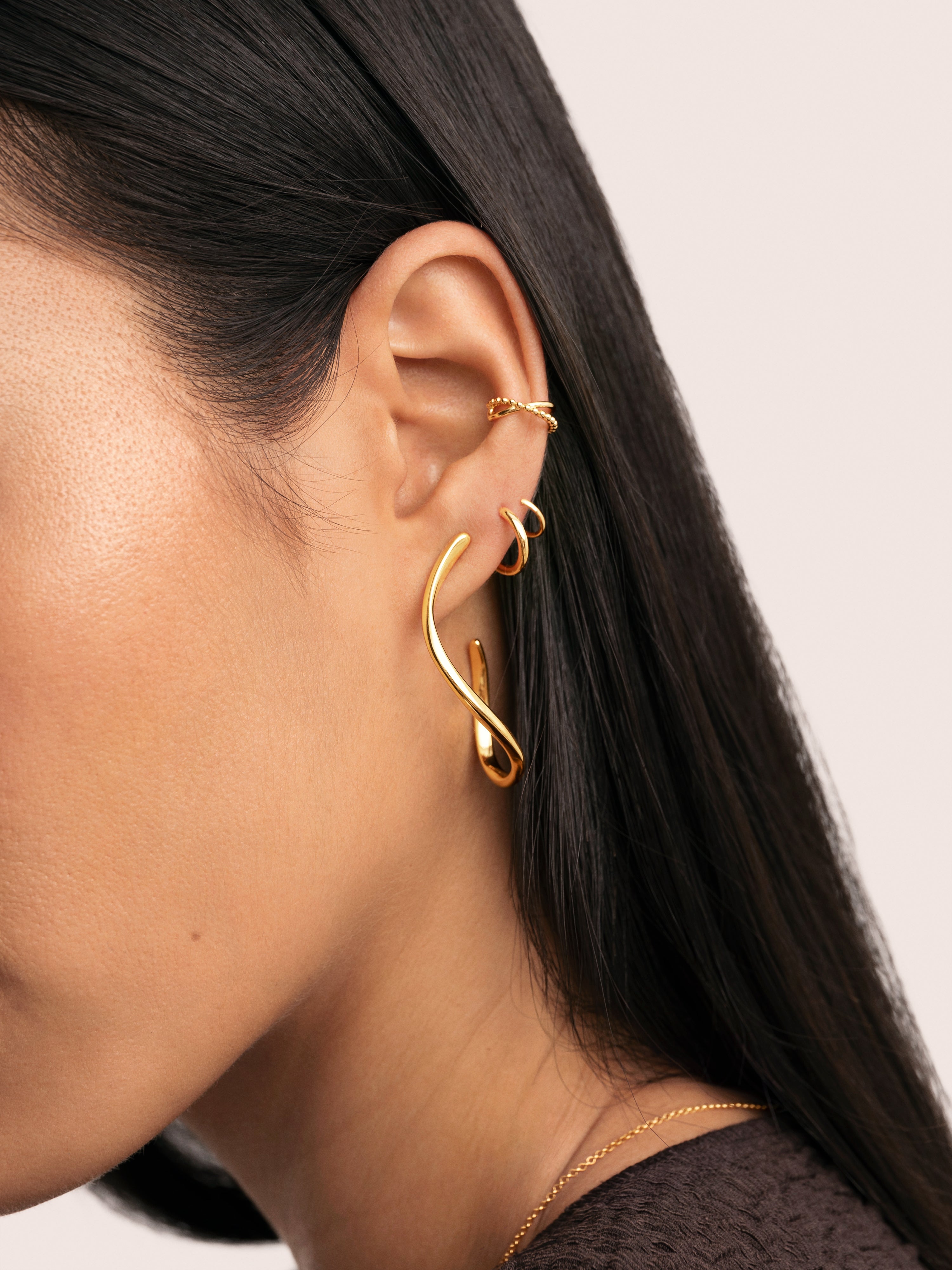 Spiral Drop Gold Earrings