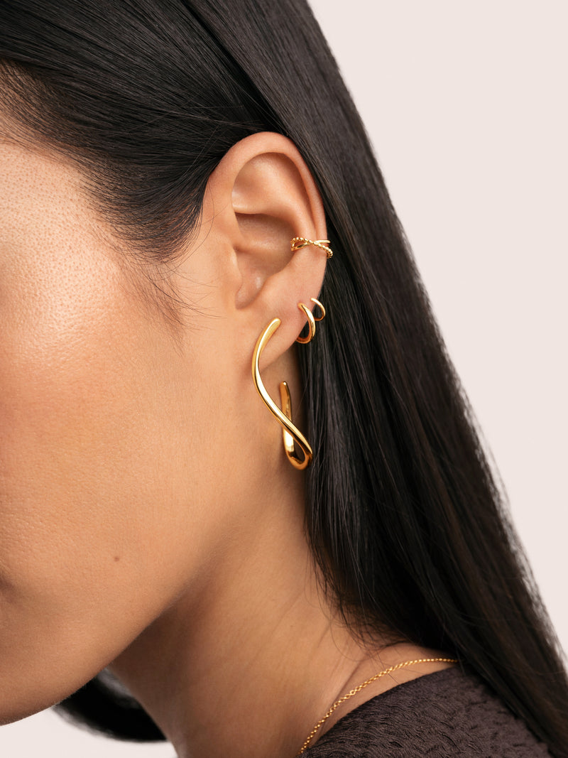 Spiral Drop Gold Earrings