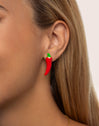 Pendientes Chili Pepper Rojo Baño Oro