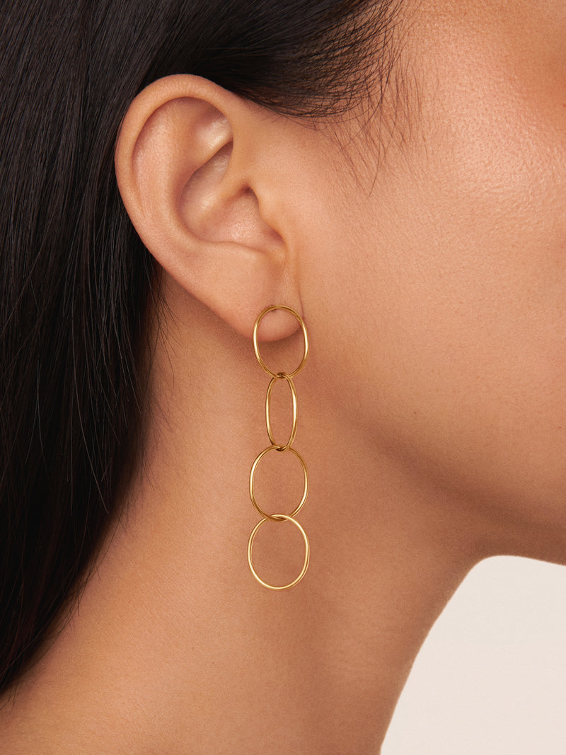 Circles & Circles Stainless Steel Gold Earrings