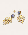 Pendientes Coral Stone Azul Acero Baño Oro