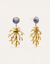 Pendientes Coral Stone Azul Acero Baño Oro