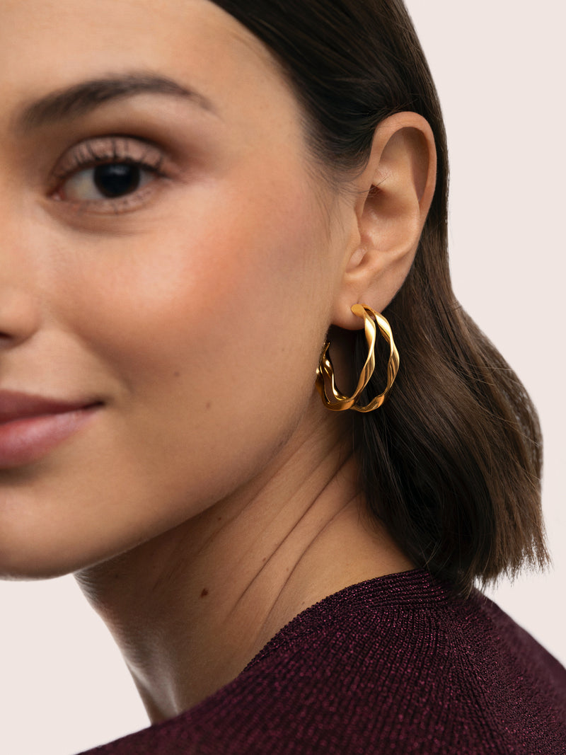 Doble Organic River Stainless Steel Gold Earrings