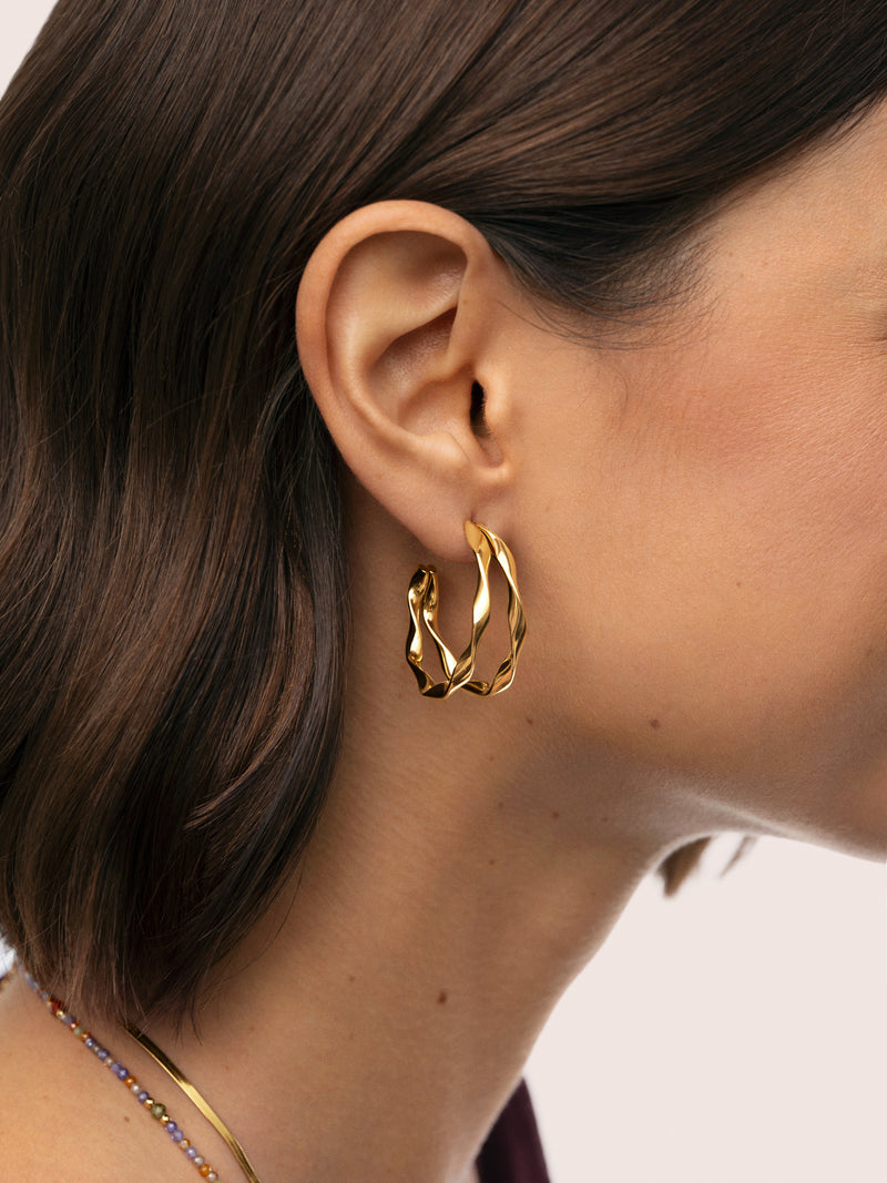 Doble Organic River Stainless Steel Gold Earrings