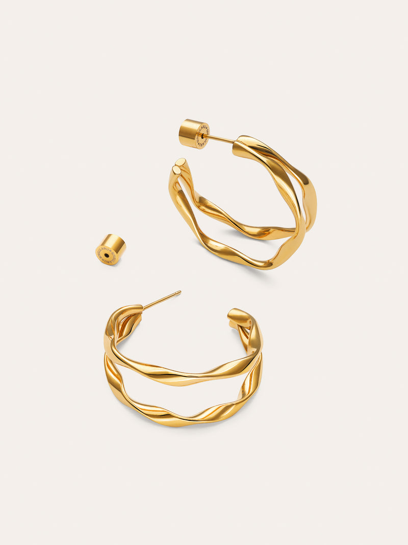 Doble Organic River Stainless Steel Gold Earrings