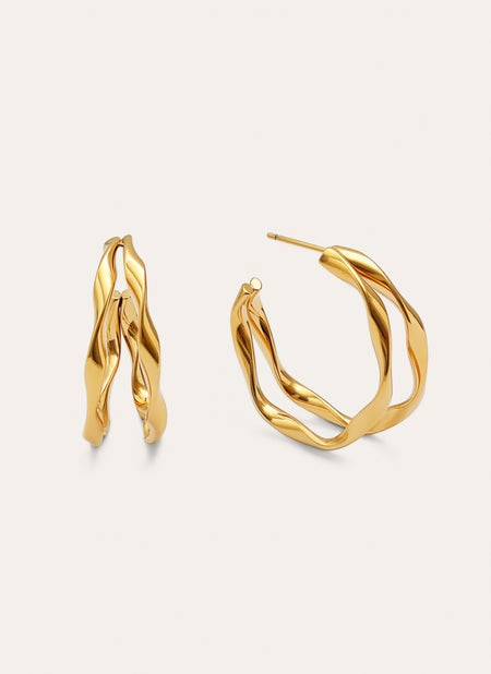 Doble Organic River Stainless Steel Gold Earrings