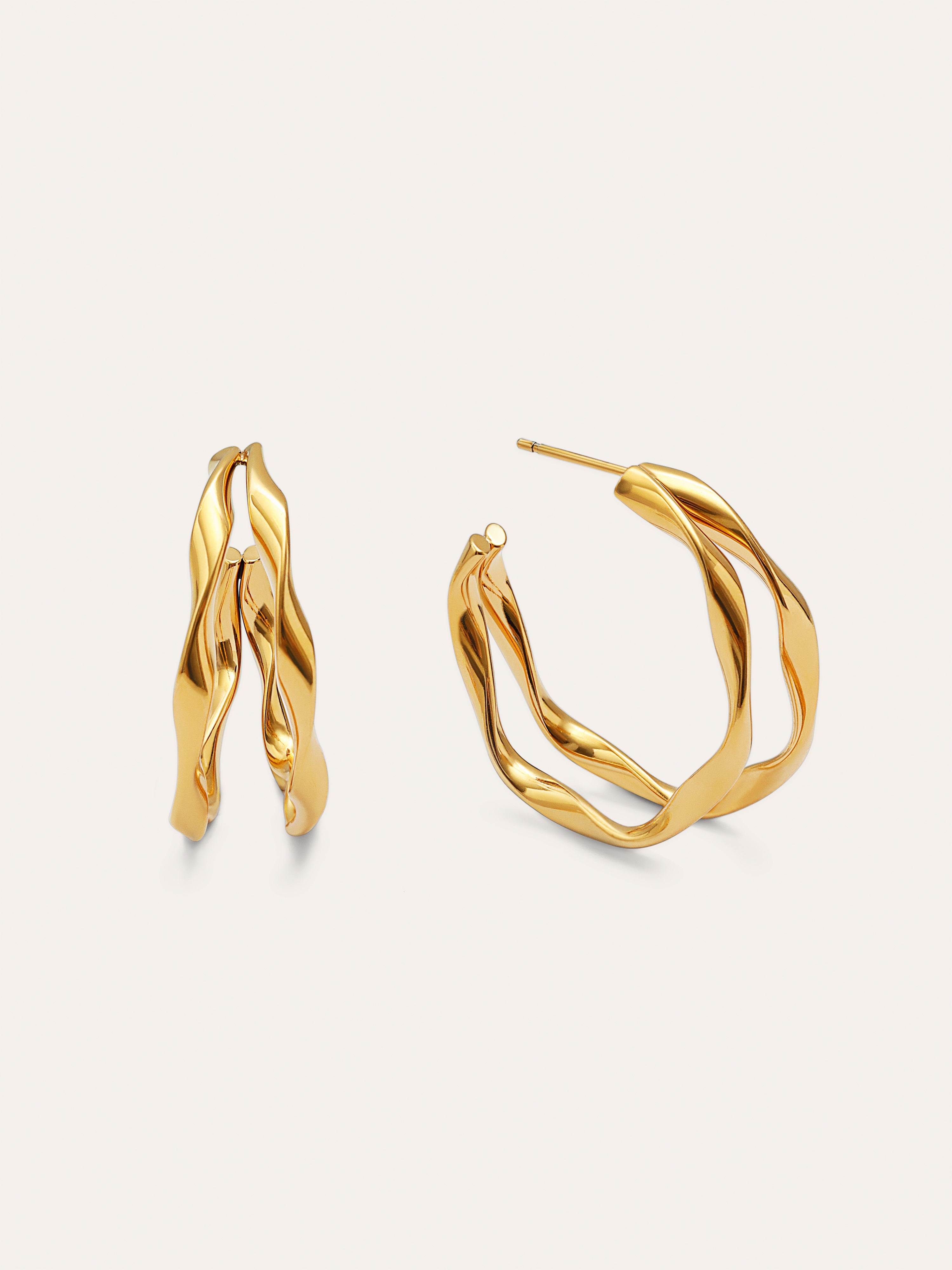 Doble Organic River Stainless Steel Gold Earrings