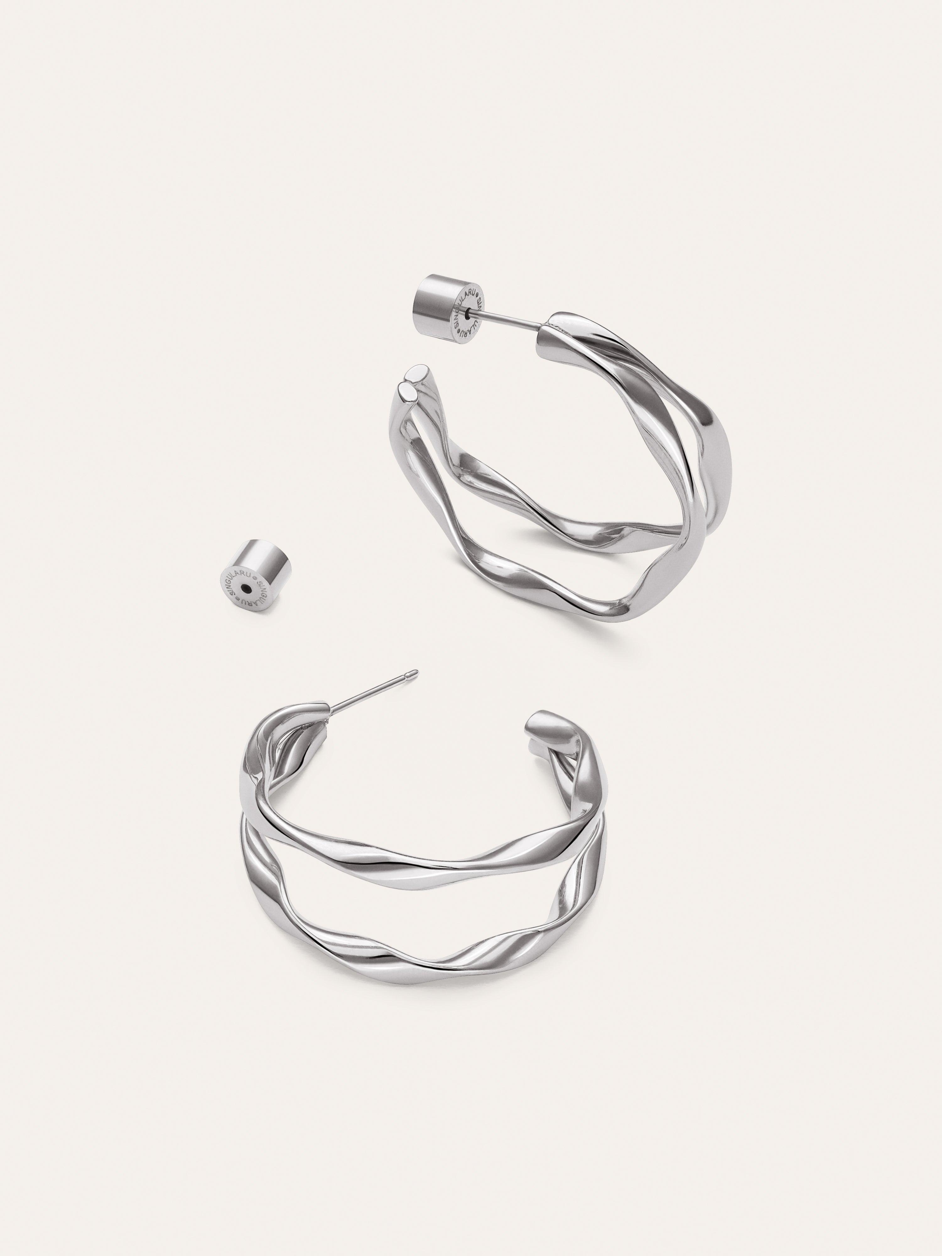 Double Organic River Stainless Steel Earrings