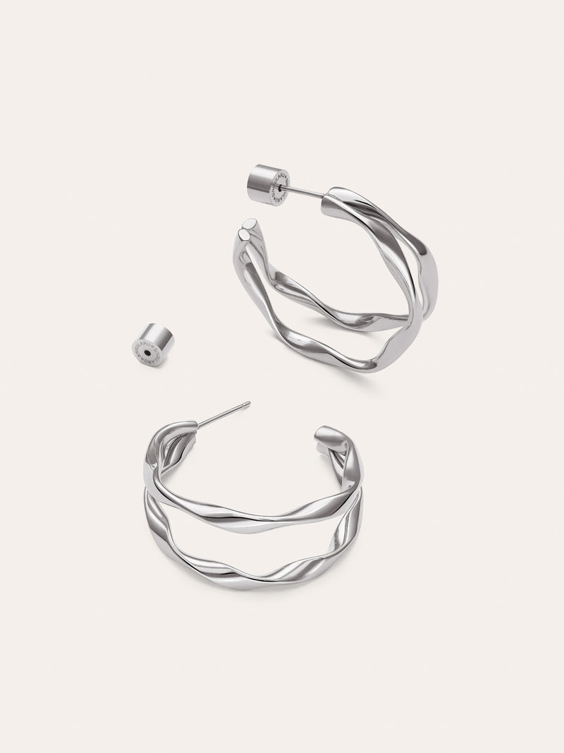 Double Organic River Stainless Steel Earrings