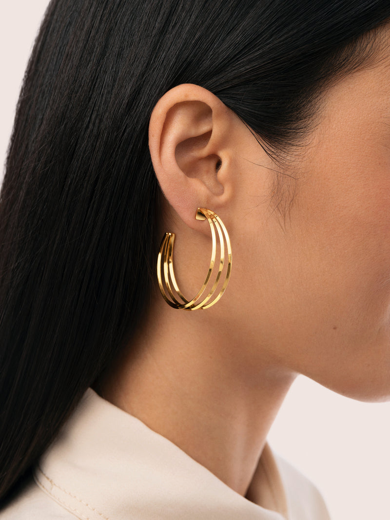 Eclipse Stainless Steel Gold Hoop Earrings