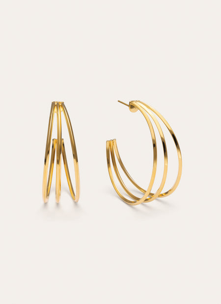 Eclipse Stainless Steel Gold Hoop Earrings