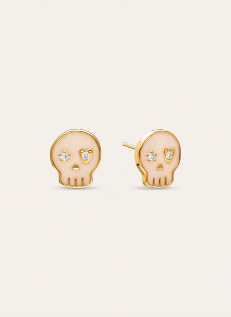 Skeleton Enamel Spark Gold-Plated Earrings