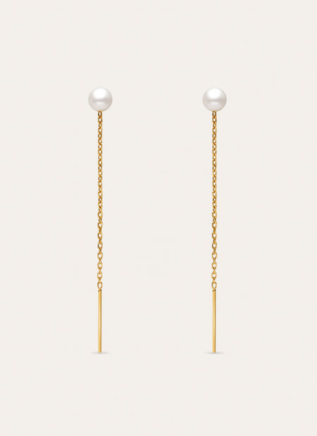 Pendientes Falling Pearl Acero Baño Oro