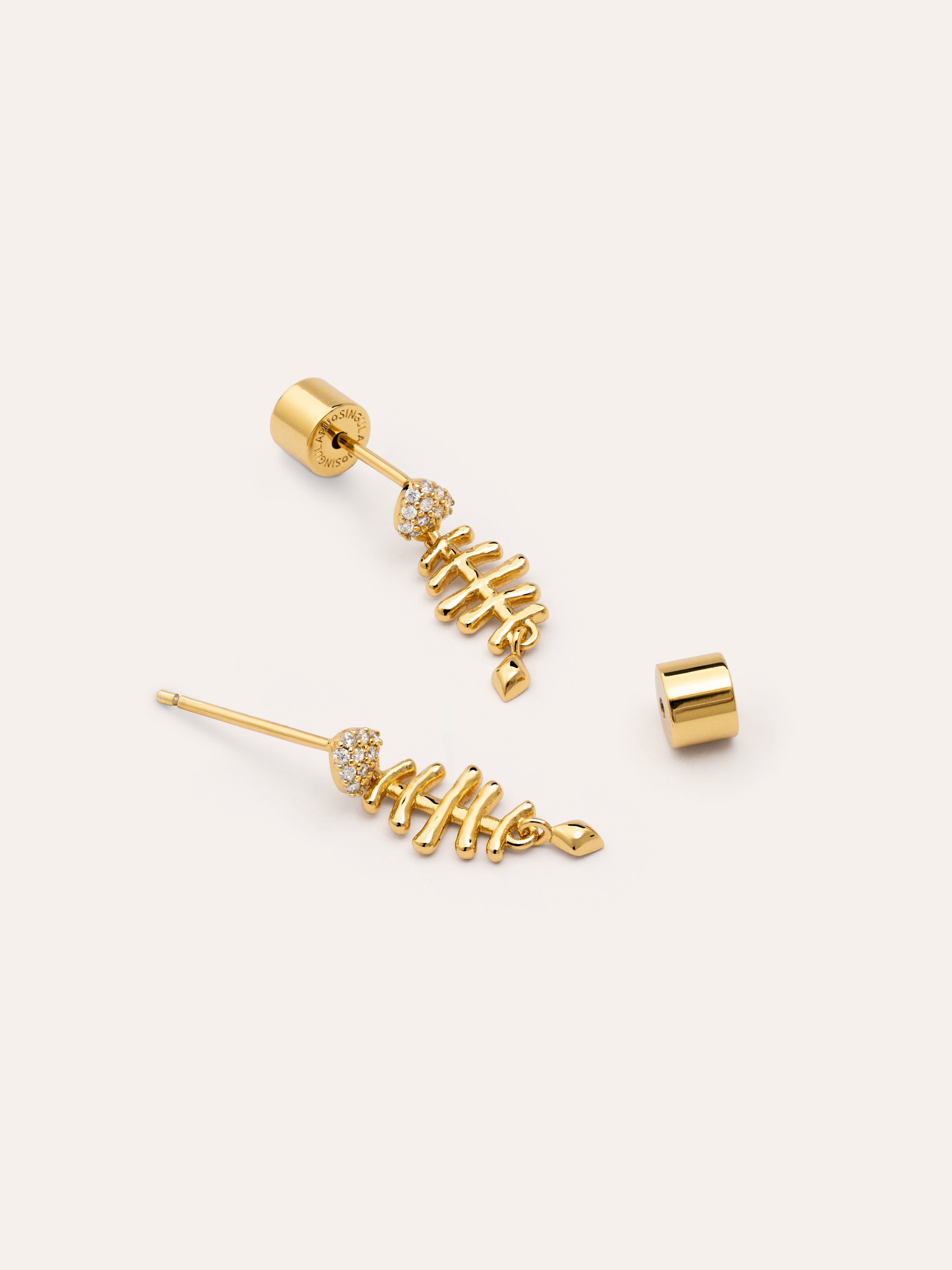 Fishbone Spark Gold Earrings
