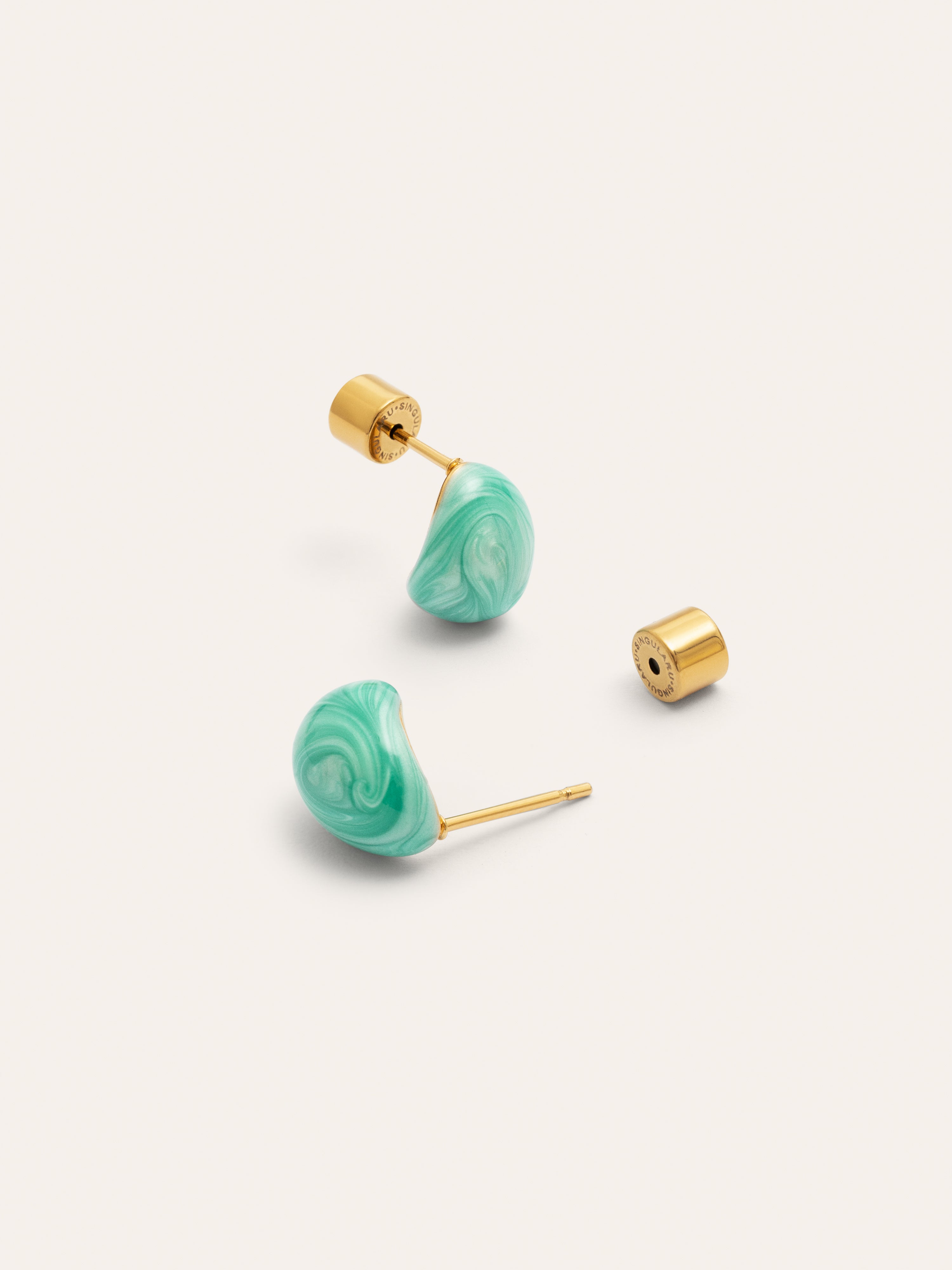Pendientes Gota Enamel Alea Acero Baño Oro
