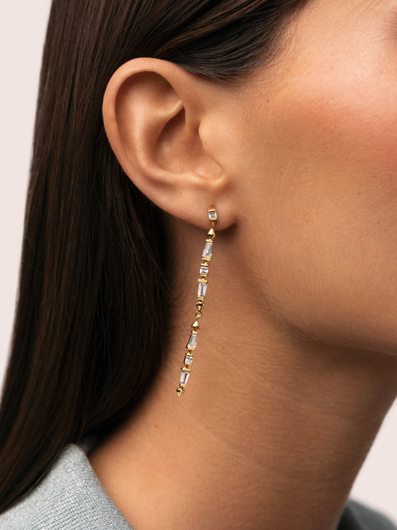 Long Iris Gold Earrings