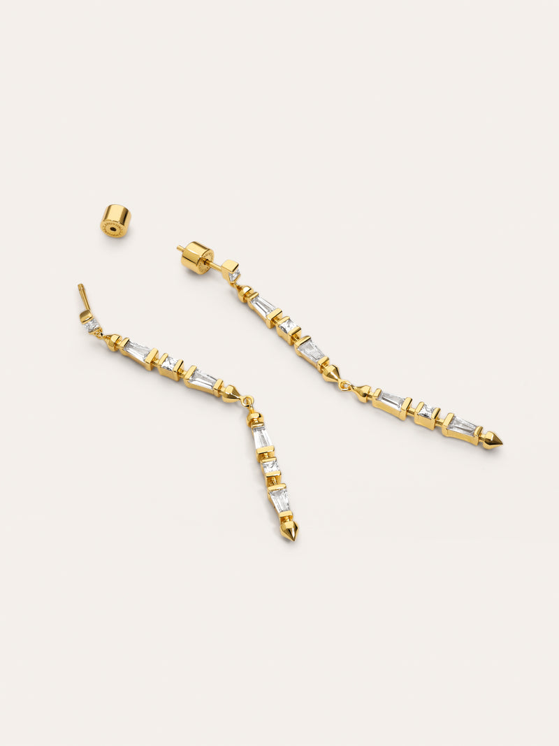 Long Iris Gold Earrings