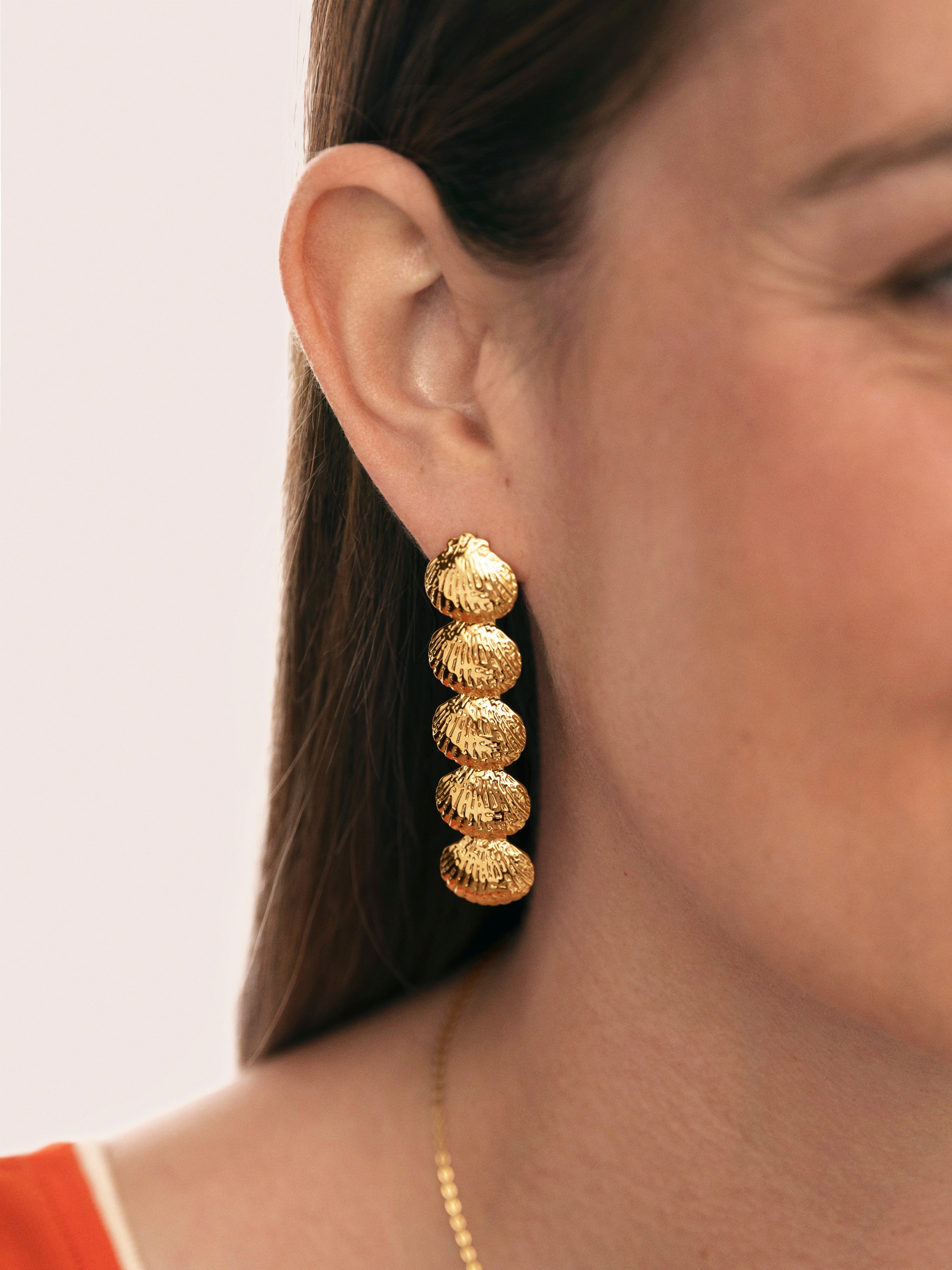 Long Maris Stainless Steel Gold Earrings 