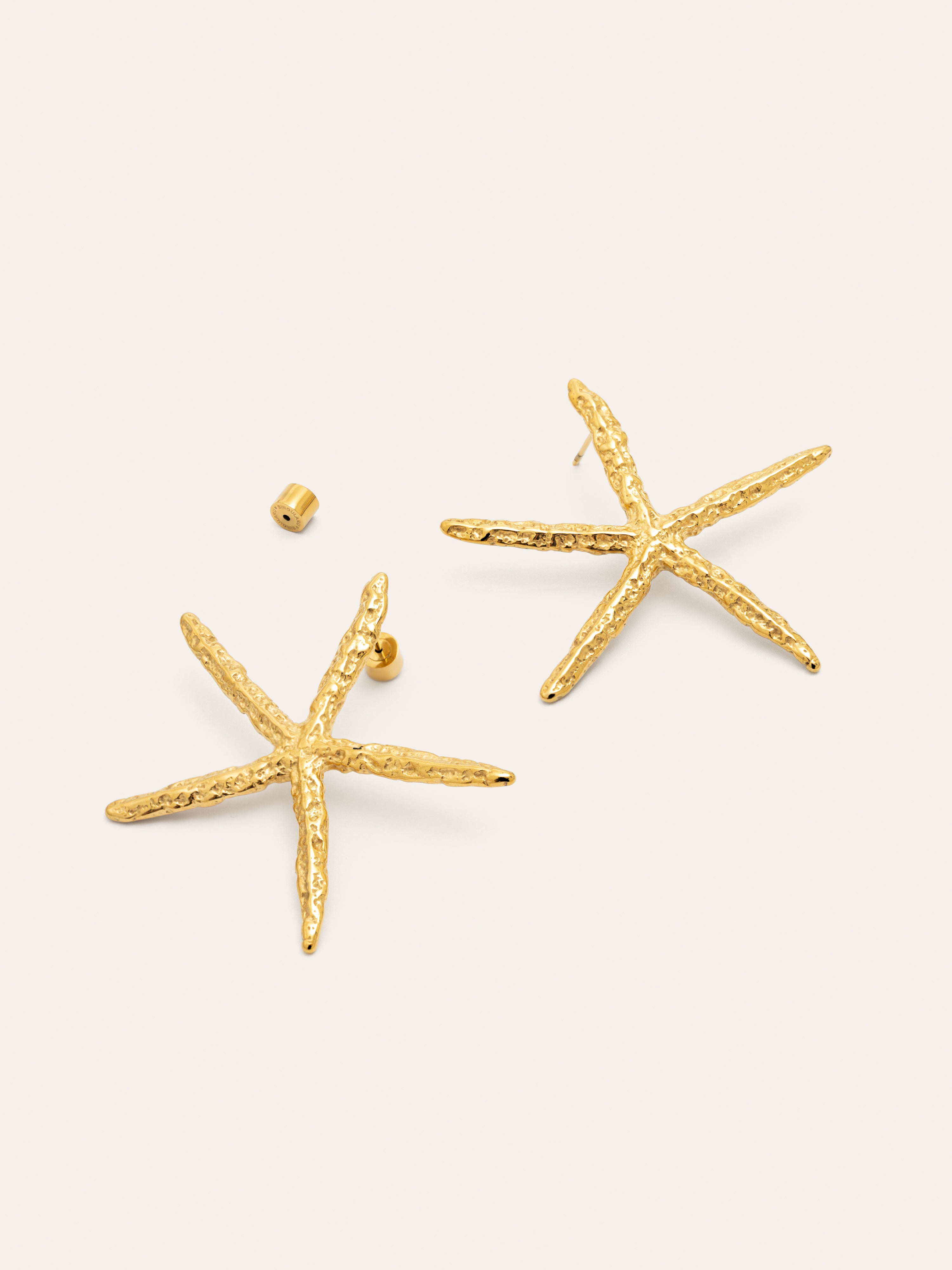Maxi Starfish Stainless Steel Gold Earrings 