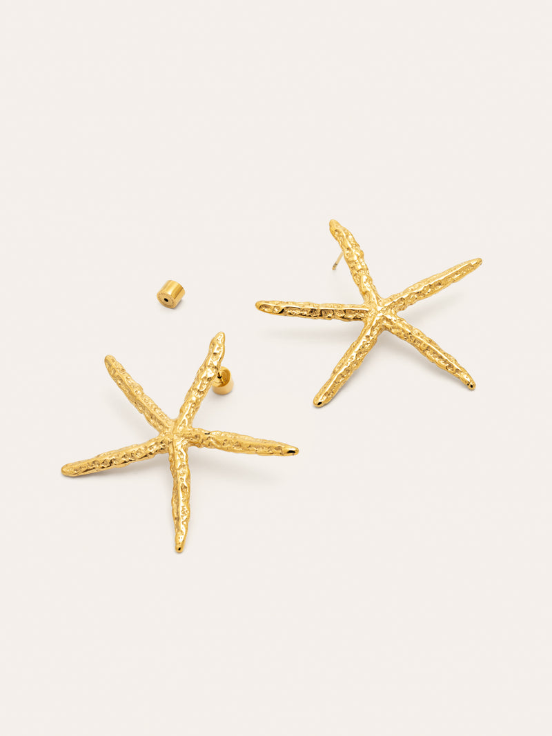 Maxi Starfish Stainless Steel Gold Earrings 