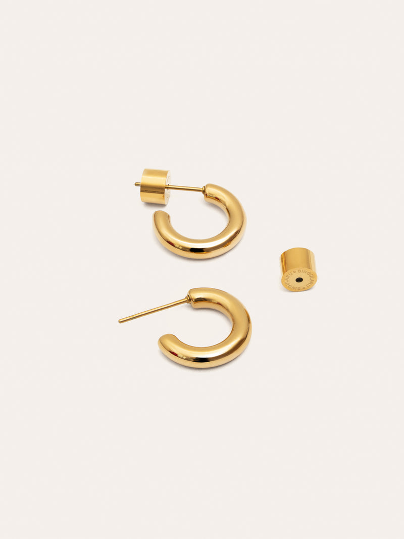 Nairo Stainless Steel Gold Hoop Earrings 