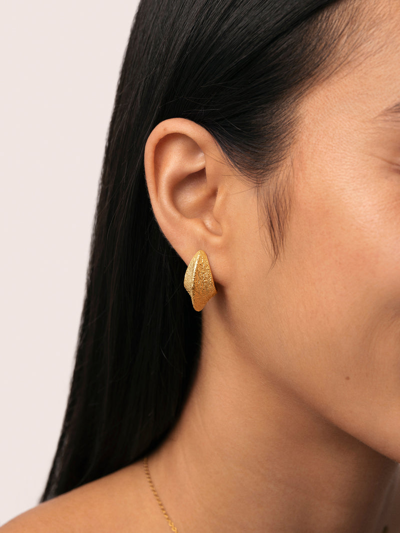 Organic Shape Stainless Steel Gold Earrings