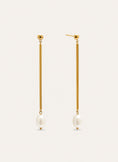 Pearl Stick Stainless Steel Gold Earrings 