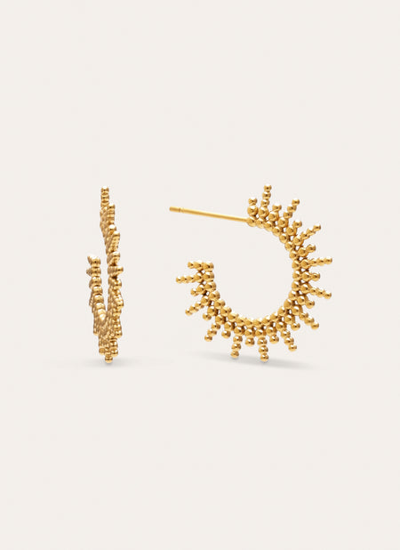 Pendientes Pebbles Sun Acero Baño Oro
