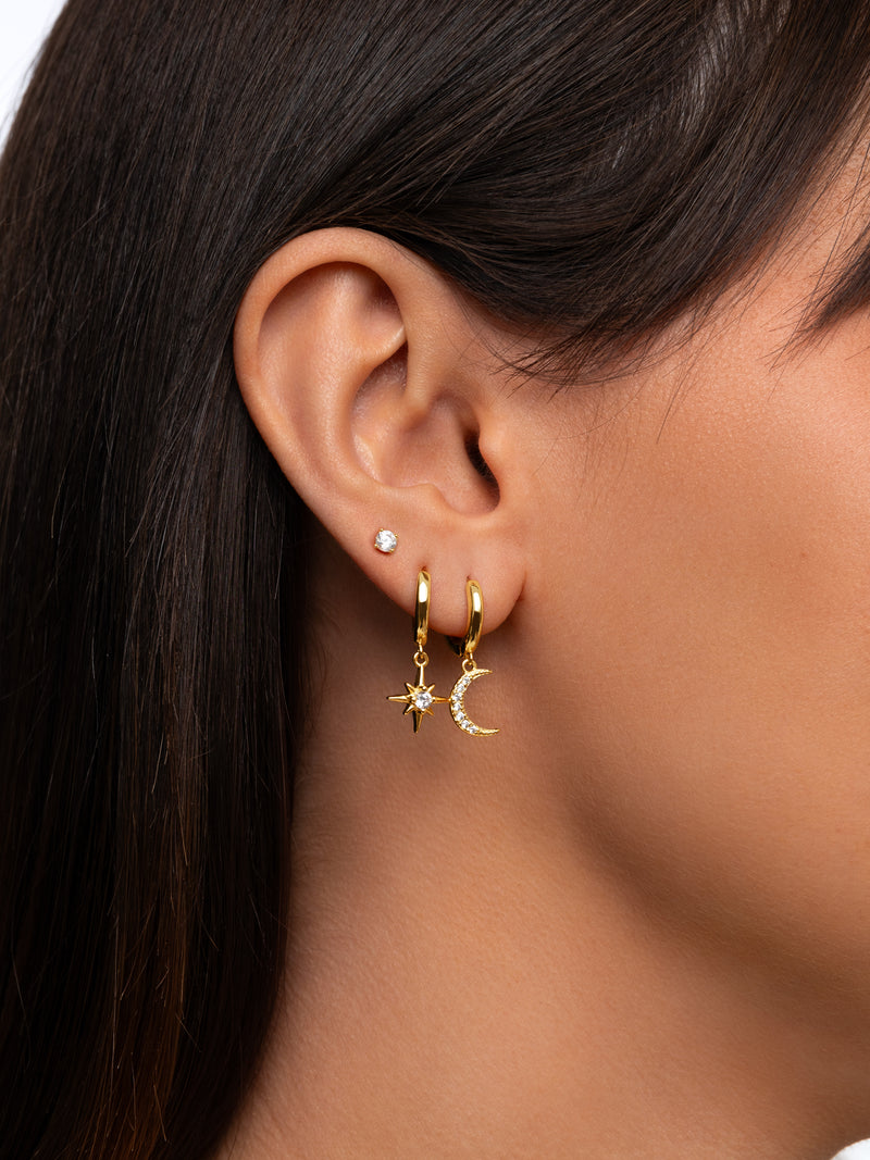 Polar Moon Spark Gold Earrings