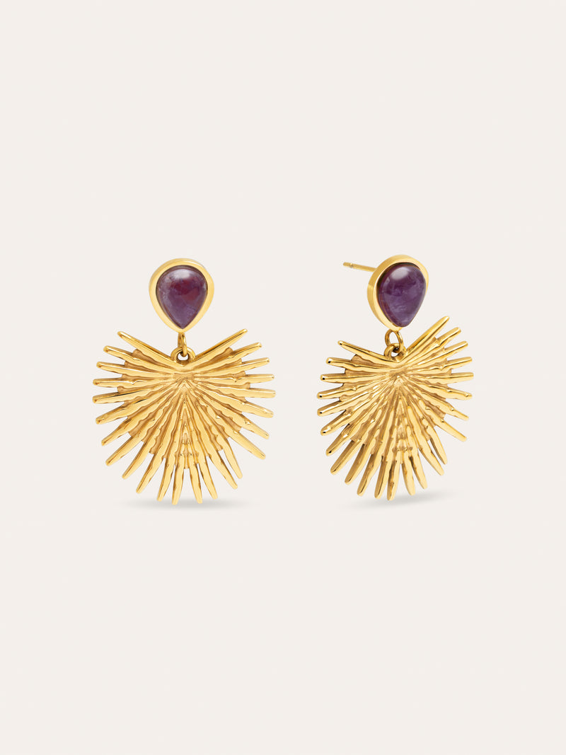 Purple Catalina Stainless Steel Gold Earrings